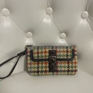 Multicolor Houndstooth Wristlet Clutch - Casual Everyday Style